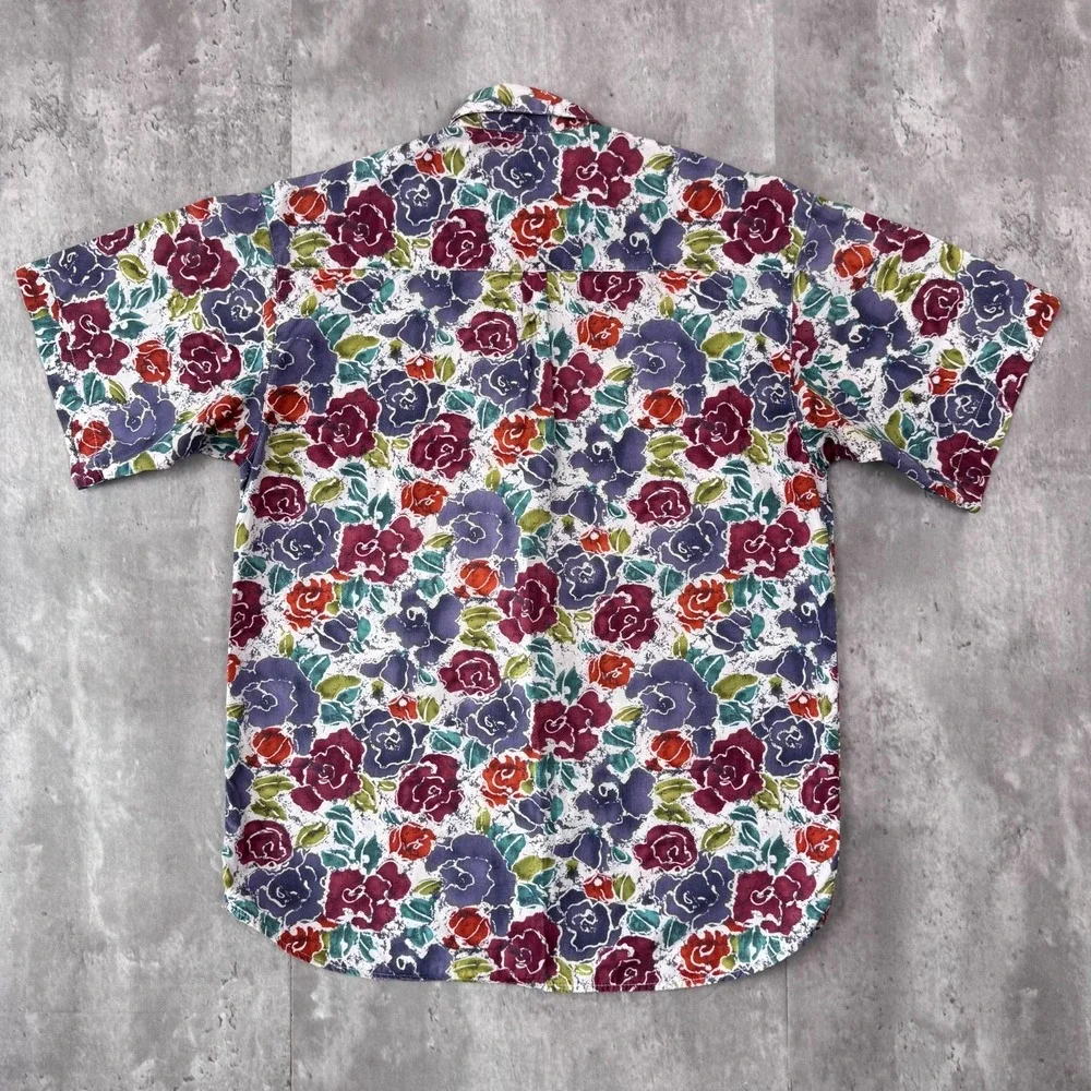Vintage Gramicci Hawaiian Shirt Womens Small Abstract Folk Art Button Down 90s